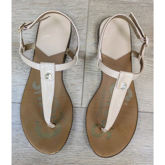 Circus Sam Edelman Cayden T-Strap Slingback Thong Sandals Sz 7.5 Nude Beige Buff - Picture 2 of 10